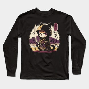 Samurai Cat Tattoo, Kawaii Ninja Cat Long Sleeve T-Shirt